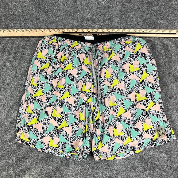 Nike Athletic Shorts Mens Size M Multicolor Retro 80s Graphic Mesh Drawstring - Picture 1 of 9